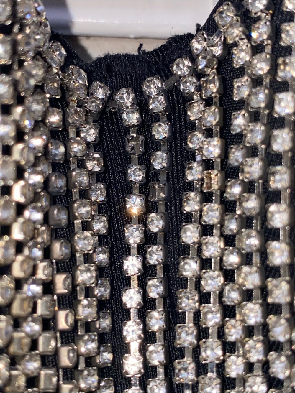 Sparkle & Shine Rhinestone Fringe Bustier Crop Top Black Sequin Diamond corset - Picture 4 of 5